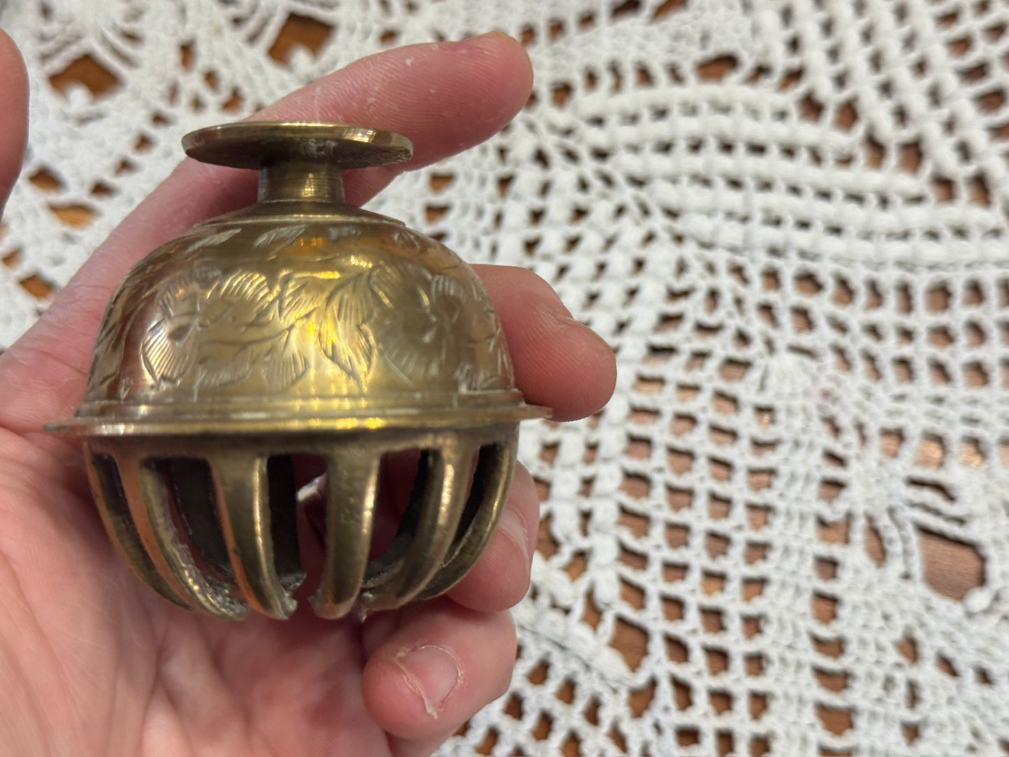 Vintage Etched Brass Elephant Claw Bells