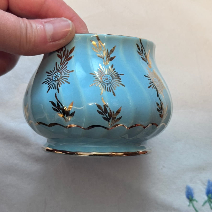 Sadler Swirl Blue Cornflower Sugar Bowl