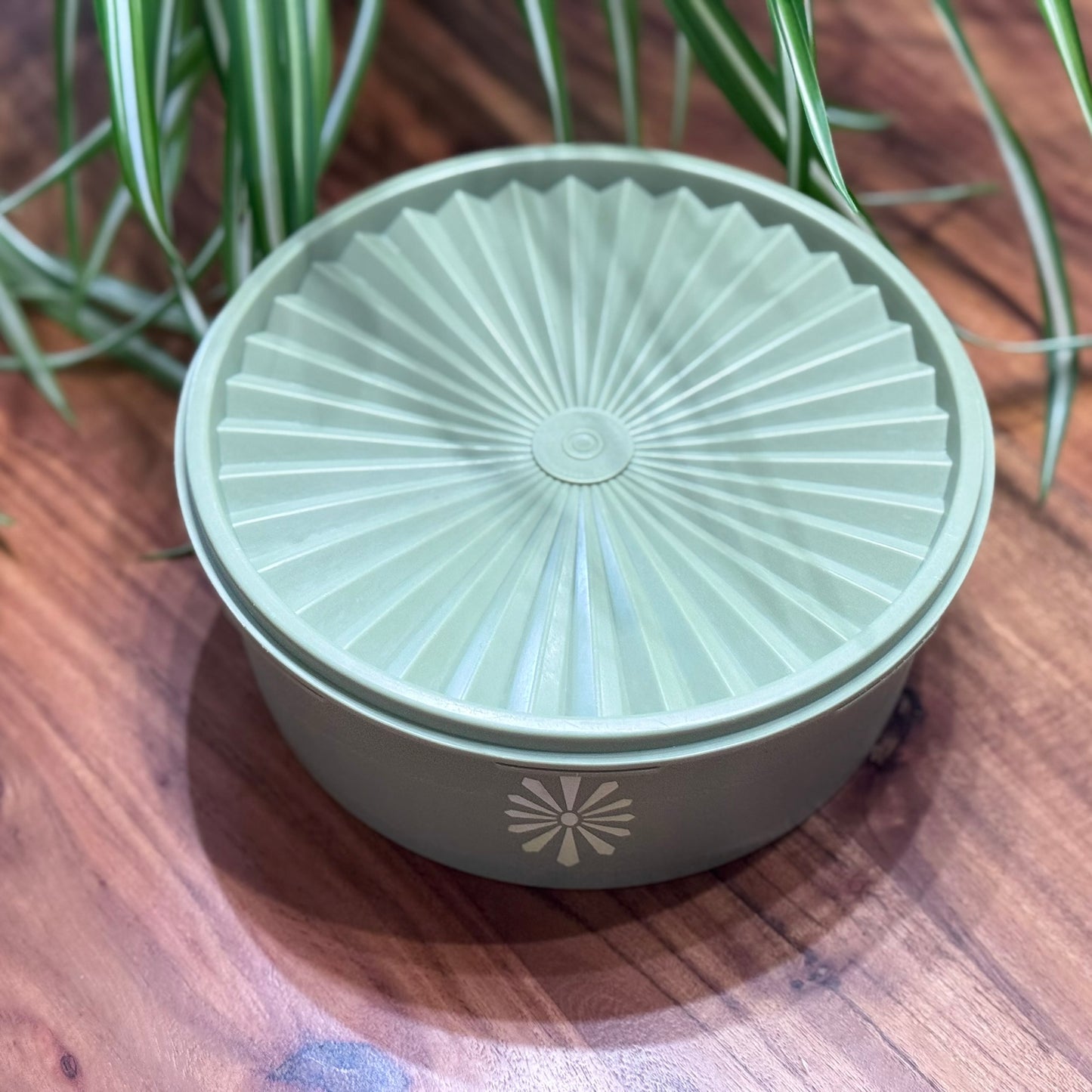 Green Tupperware Servalier Stacking Canister