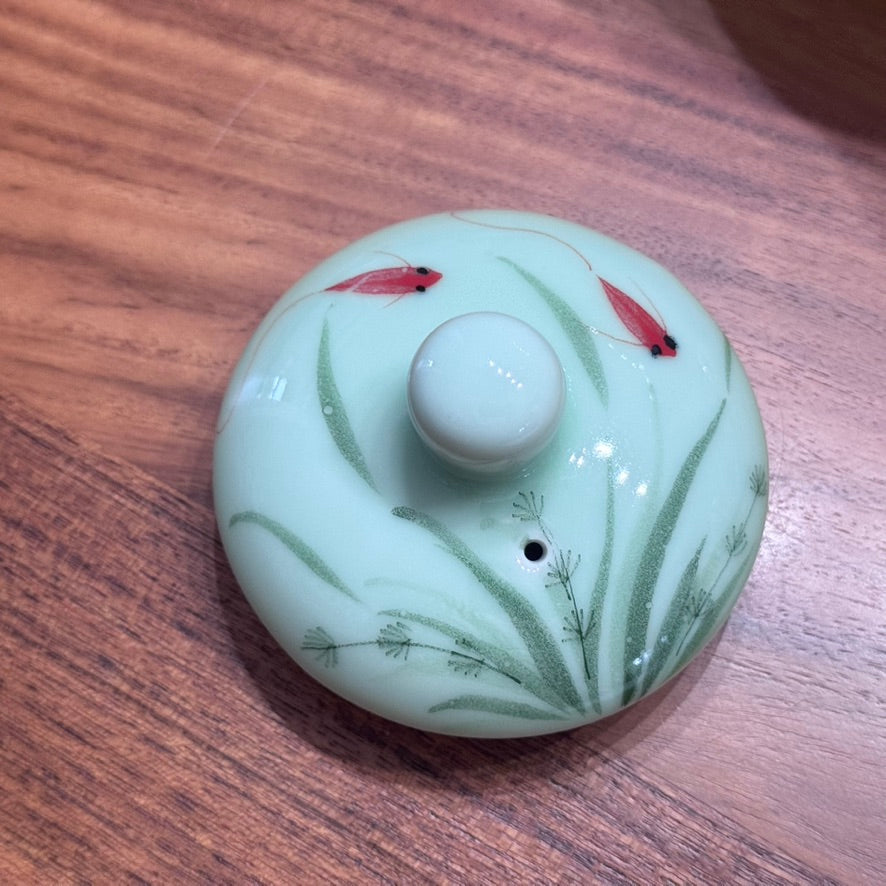 Asian Inspired Glazed Porcelain Coy/Goldfish Tea Pot