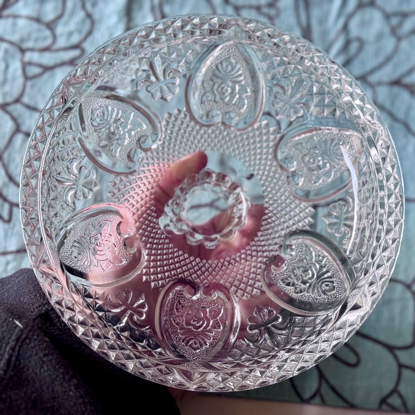 Large FNG Indodonesia Fleur De Lis Hearts with Roses Candy Dish