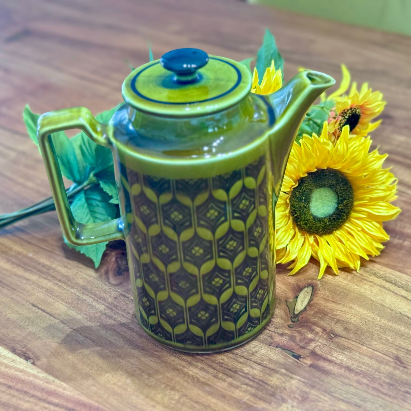 Royal Sealy Olive Green & Black Coffee Pot