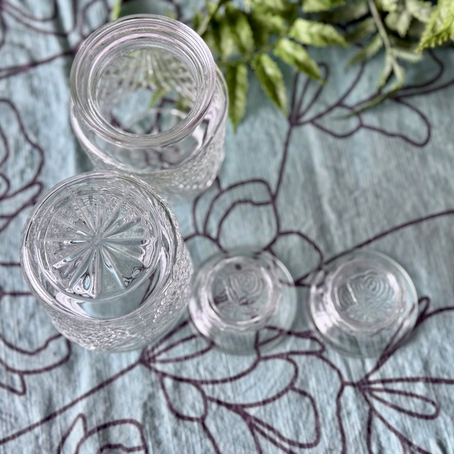 Pressed Cut Glass Jelly/Jam Jar