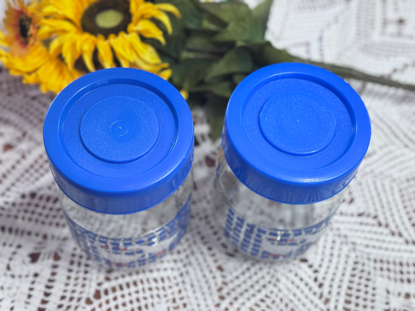 Vintage Set of 2 Carlton Glass Geese Canisters