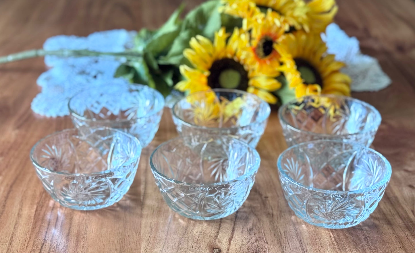 Anchor Hocking Star of David & Starburst Dessert/Fruit Bowls/Sugar Bowls