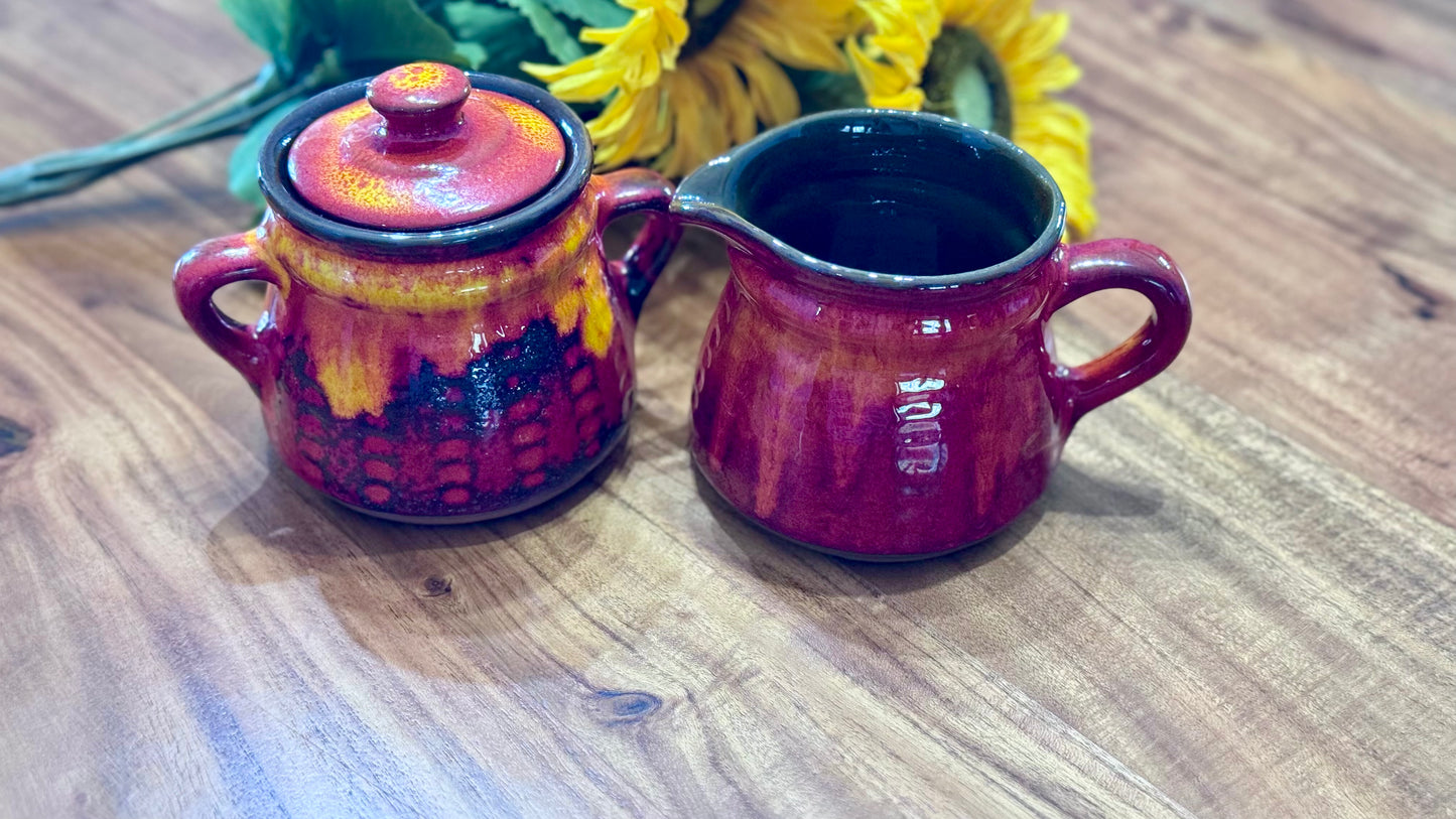 Jacques Garnier Estriceram Pottery Creamer & Sugar Bowl Set