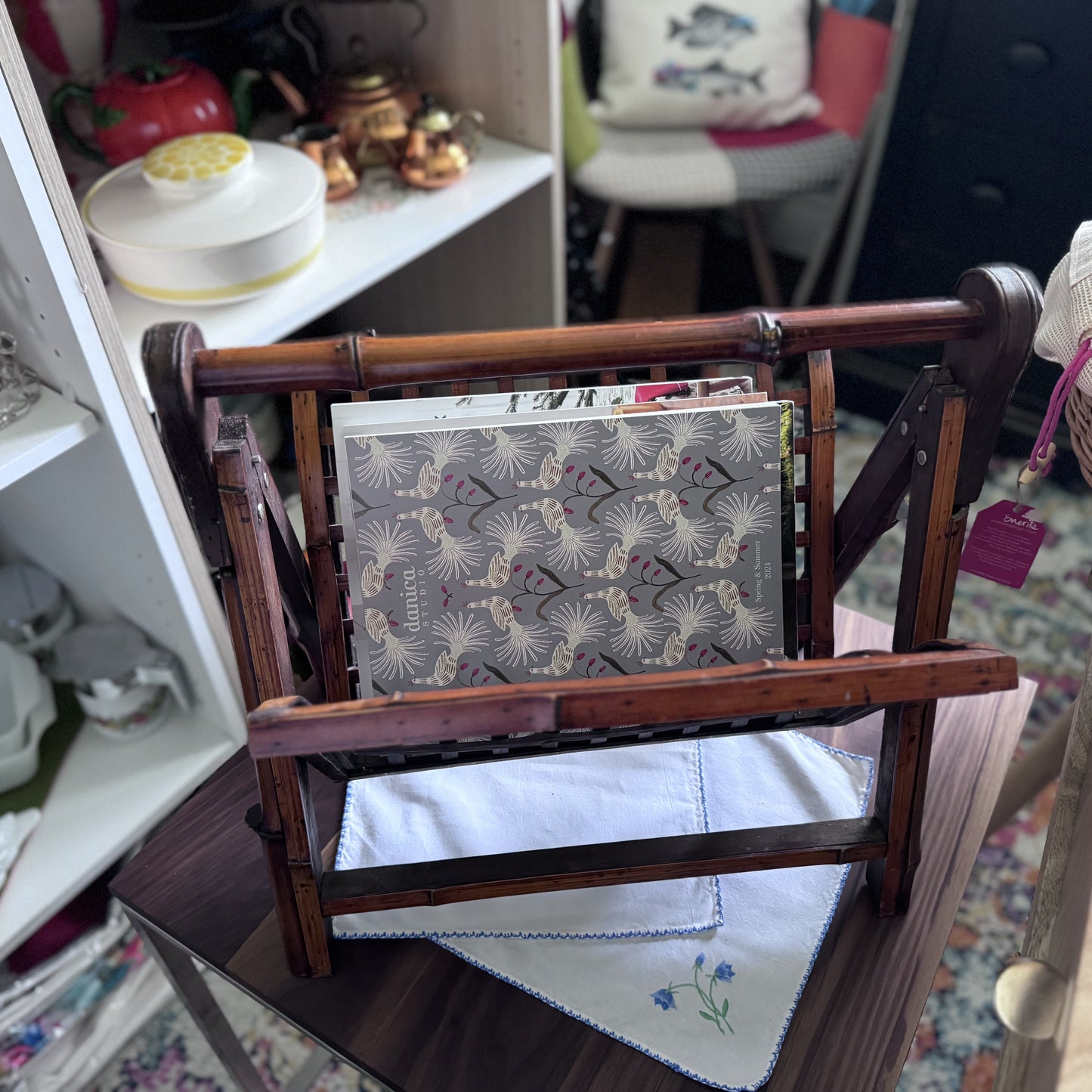 Vintage Bamboo Magazine Rack