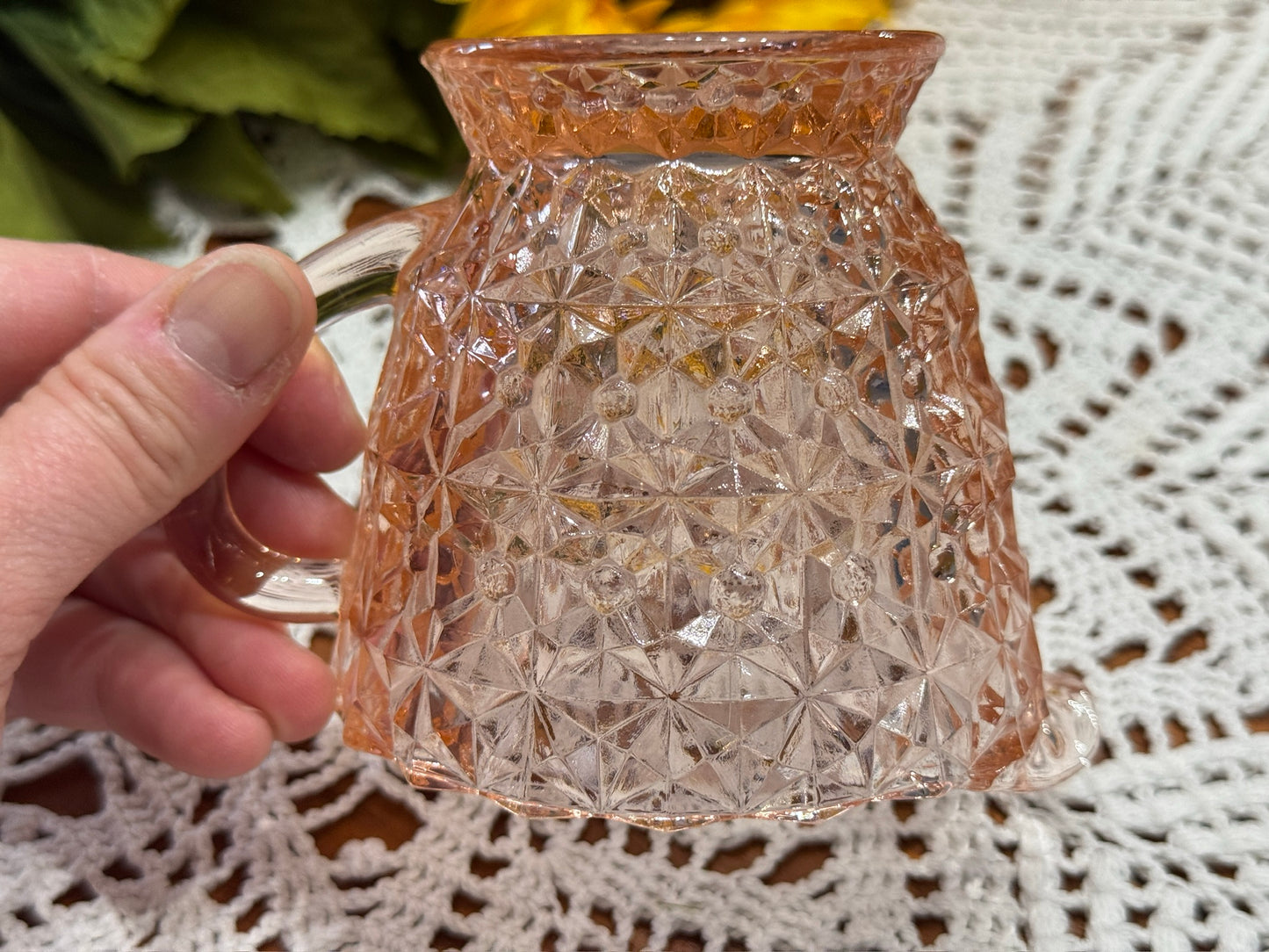 Pink Jeanette Depression Glass 'Holiday Button & Bows Creamer