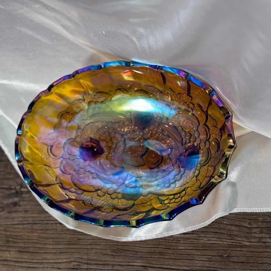 Iridescent Harvest Gold Carnival Glass "Oval Center Bowl"