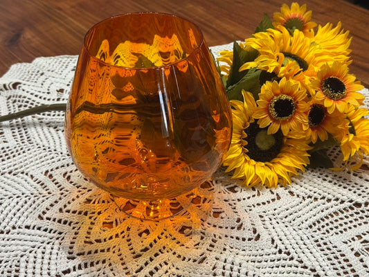 Vintage Orange Optic Large Brandy Snifter