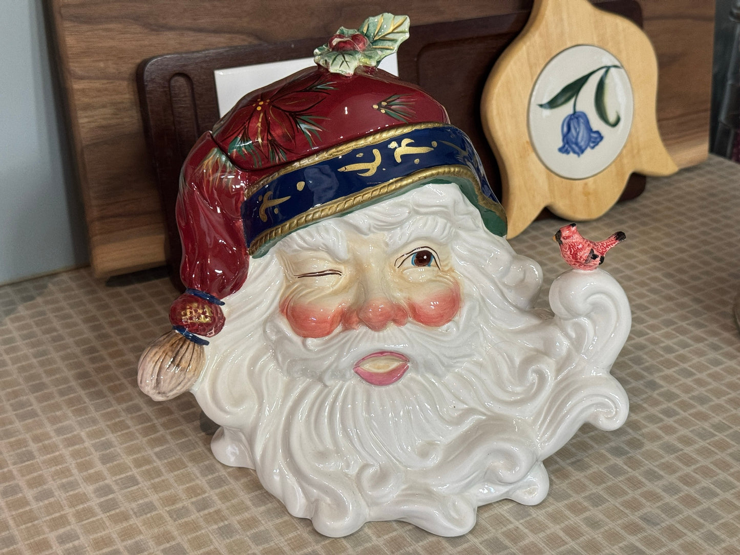 Ceramic Santa Claus Head Cookie Jar