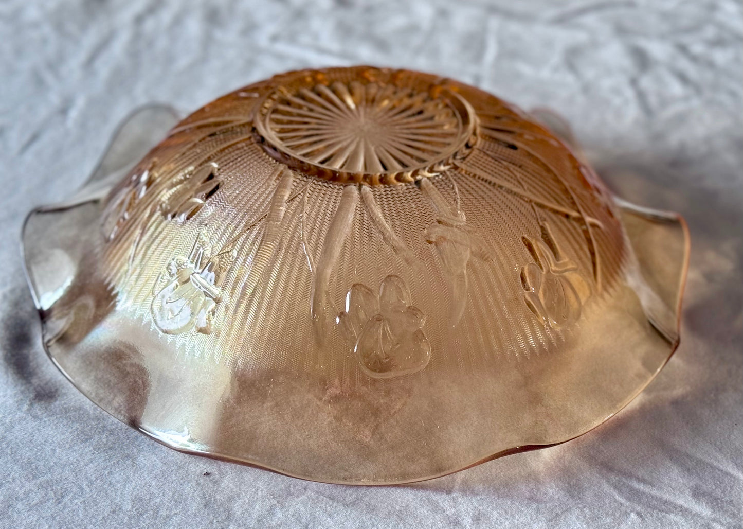 Jeanette Glass 'Iris and Herringbone' Marigold Glass Bowl