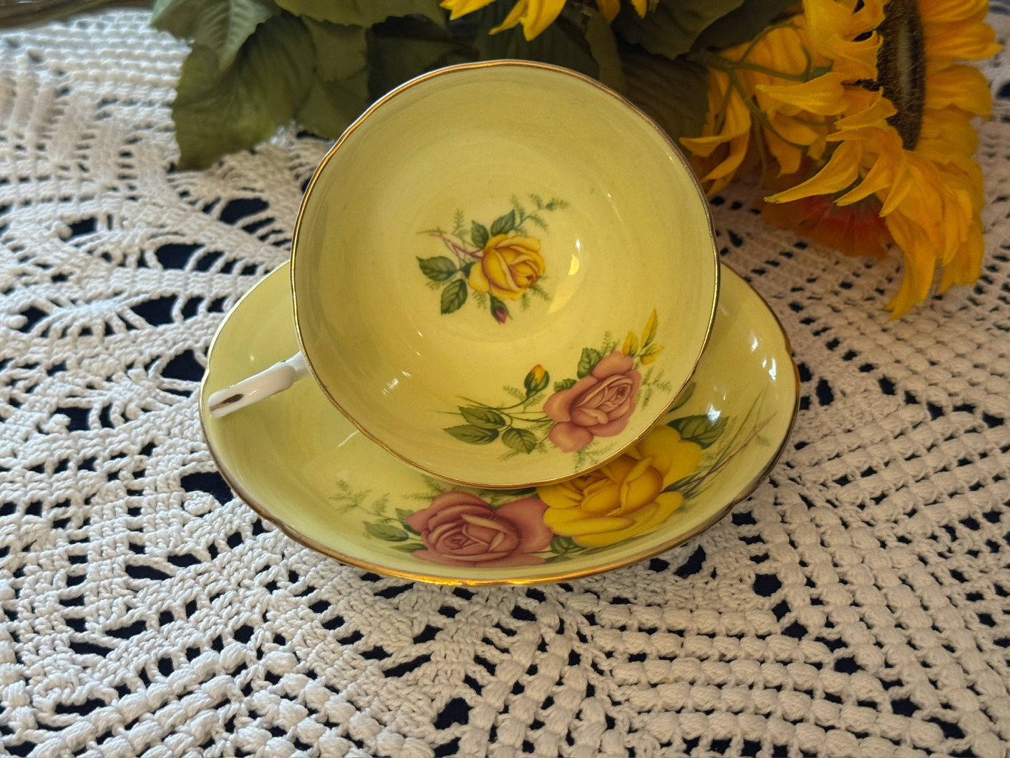 Royal Grafton Yellow Rose Teacup & Saucer