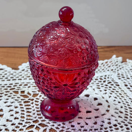 Avon 'Cape Cod' Ruby Red Glass Candy Dish