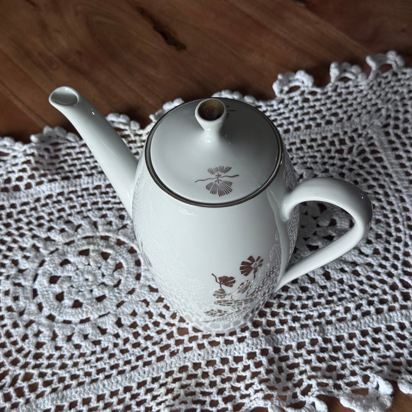 Bohemian White & Gold Floral Coffee/Teapot