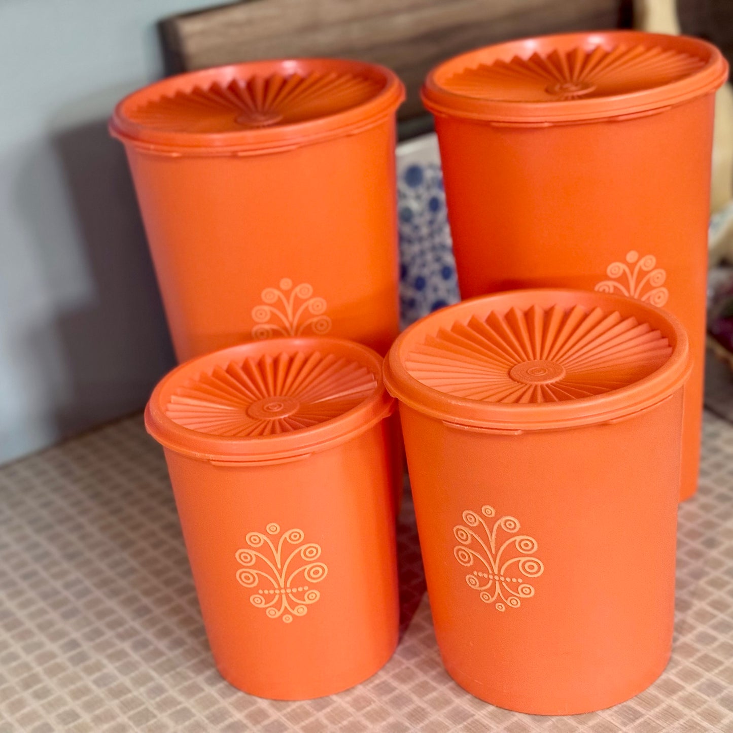 Harvest Orange Servalier Tupperware Canister Set