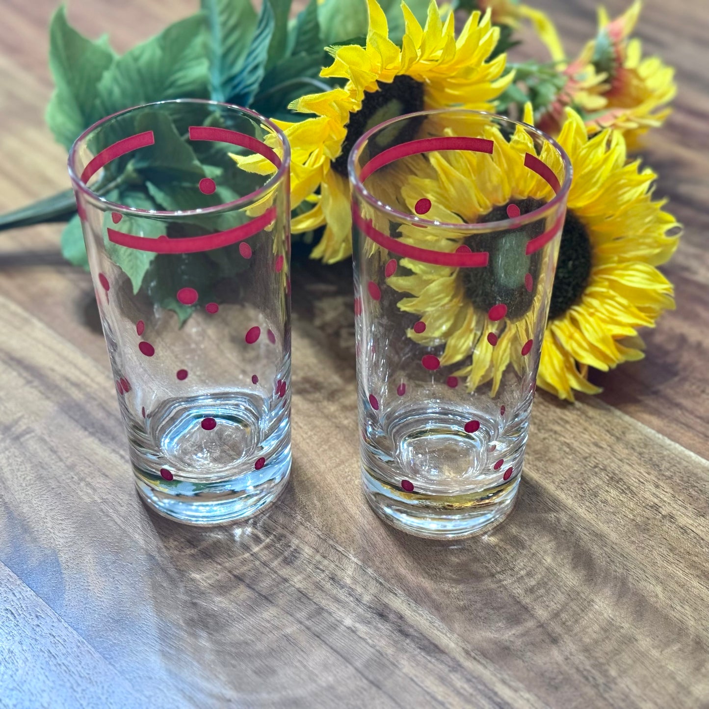 Vintage Federal Glass Red Polka Dot Drinking Glasses