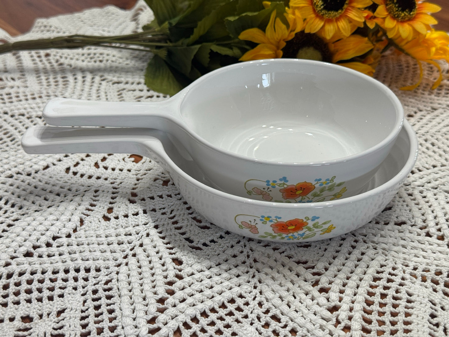 Corning Ware 'Wildflower" P-81-B & P-83-B Saucepans