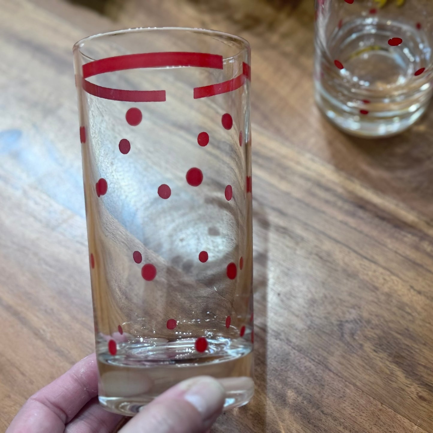Vintage Federal Glass Red Polka Dot Drinking Glasses
