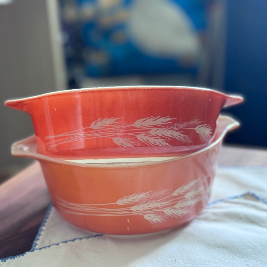 Pyrex Autumn Harvest Wheat Small Casserole Bowls