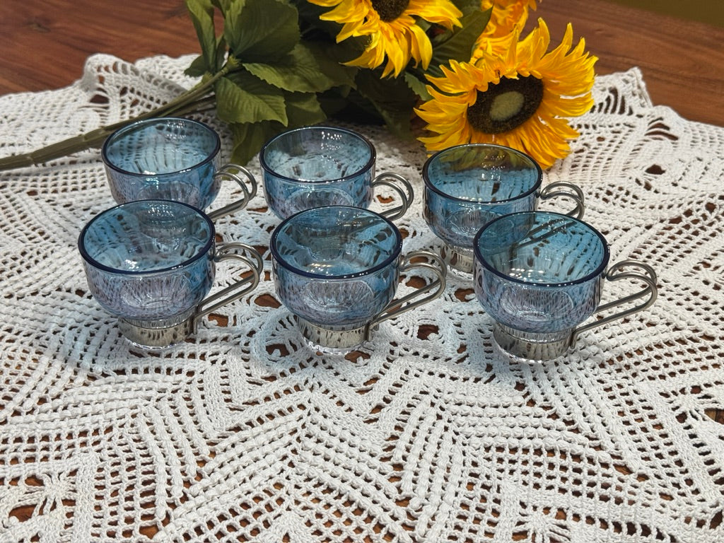Italian Blue Glass Expresso Cups