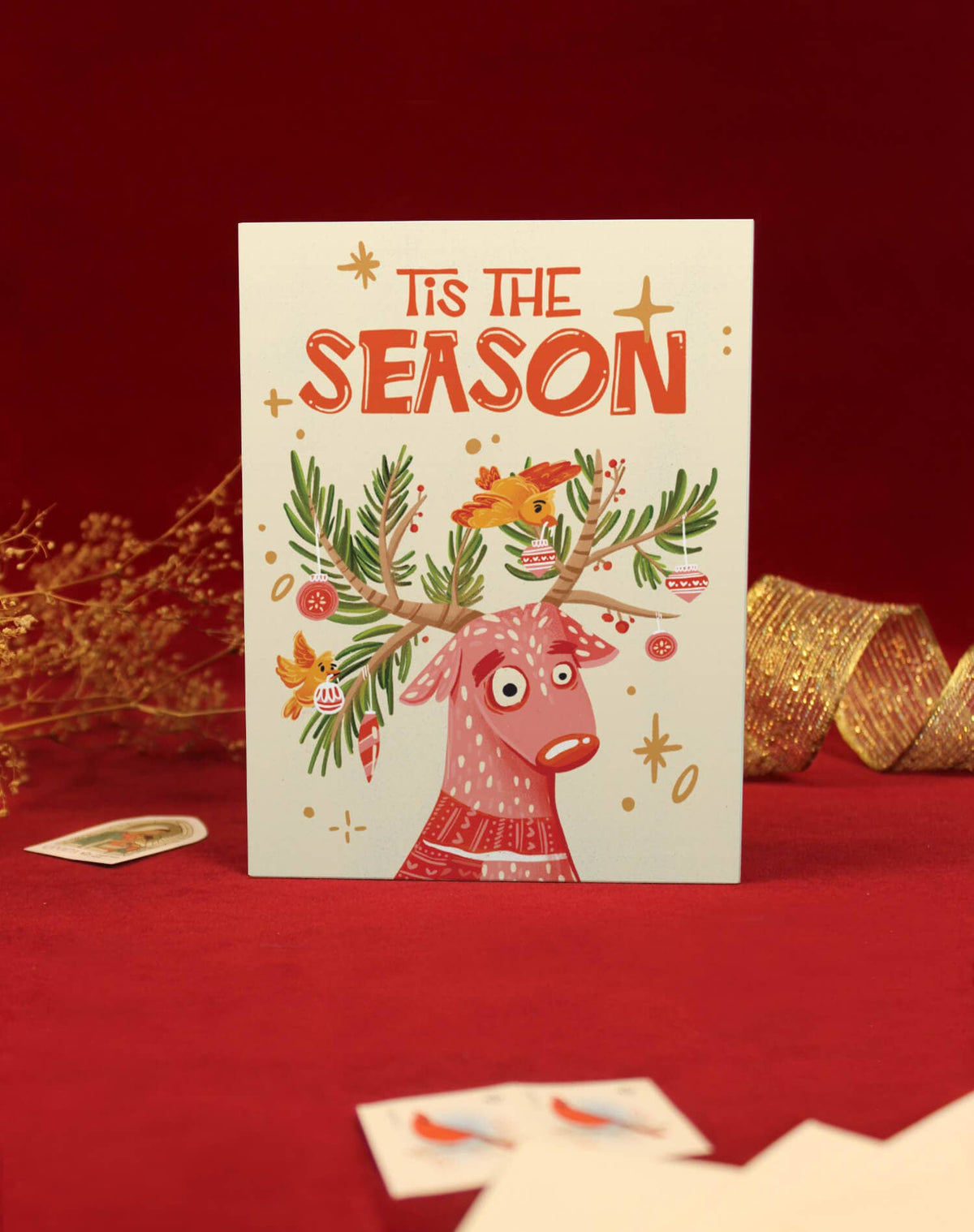 Festive Reindeer Holiday Boxed Set - 6 Greeting Card Set