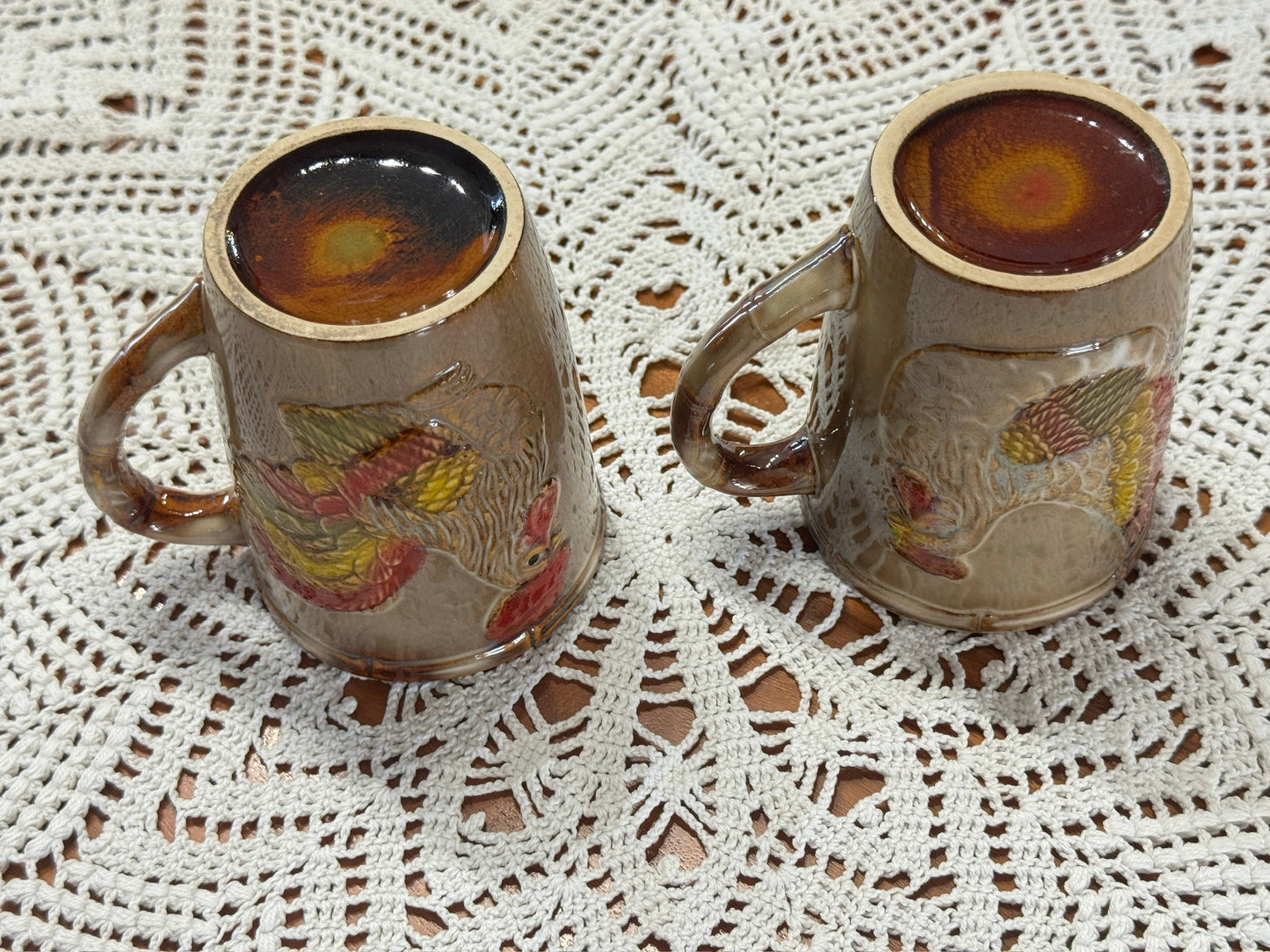 Farmhouse Rooster Hen Coffee Cup Pair