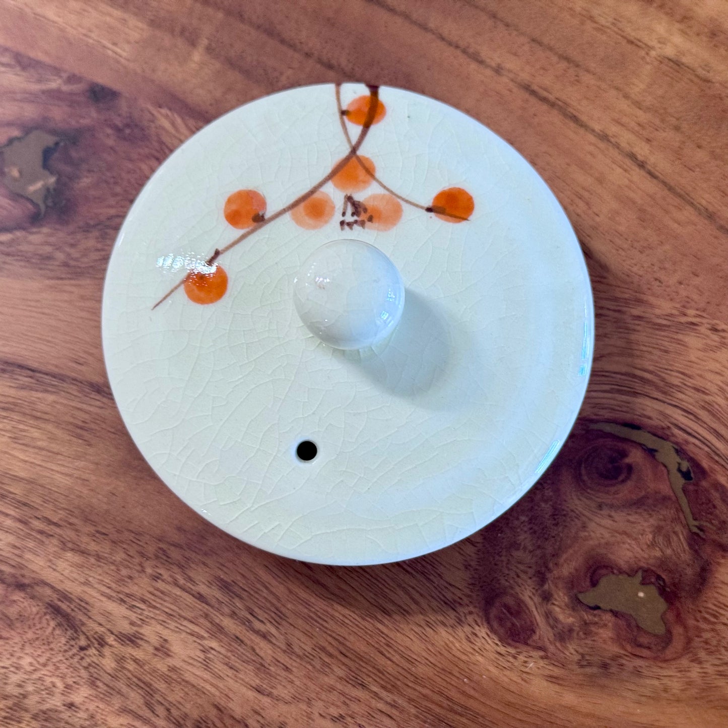 Vintage Ceramic Orange Floral Teapot
