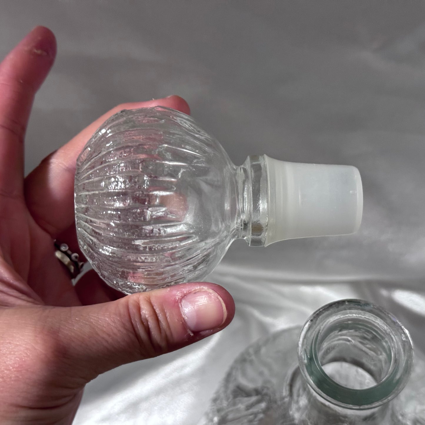 Oberglas Nordic Bark Austria Clear Glass Decanter W/Stopper