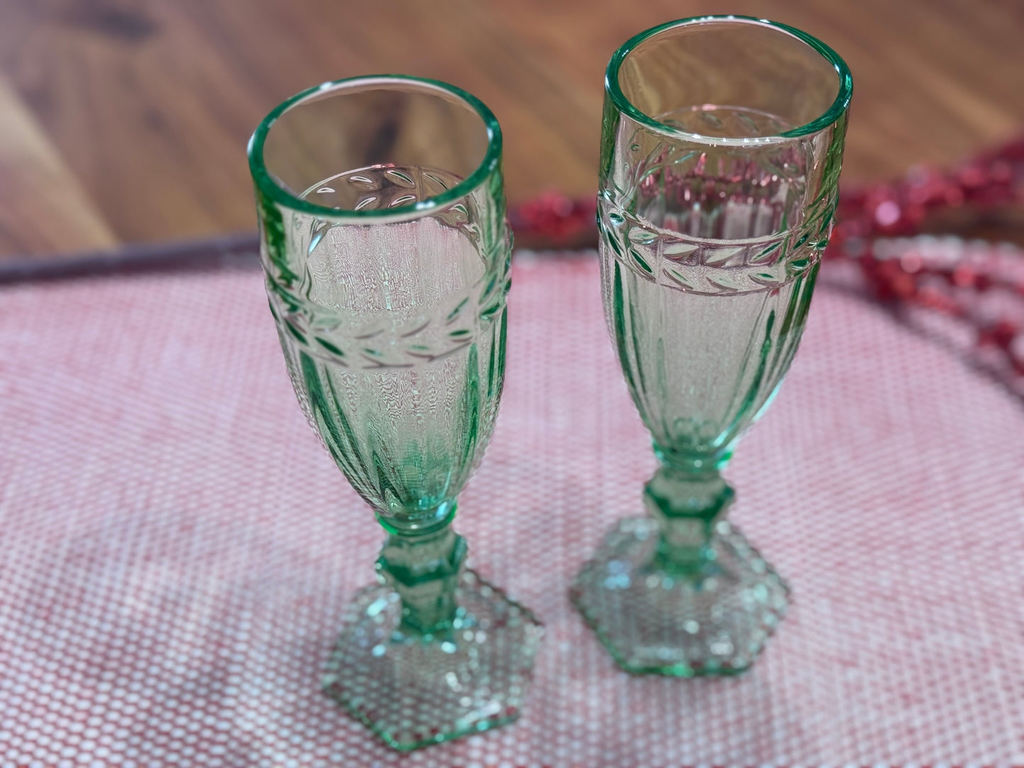 Green Depression Glass Champagne Glasses