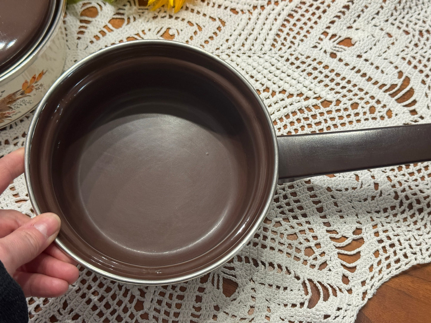 Vintage Floral Enamel Pot Set