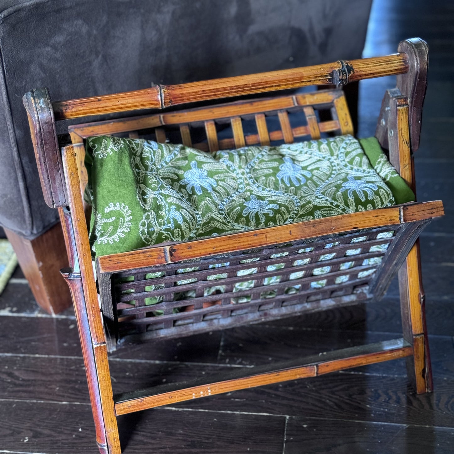 Vintage Bamboo Magazine Rack