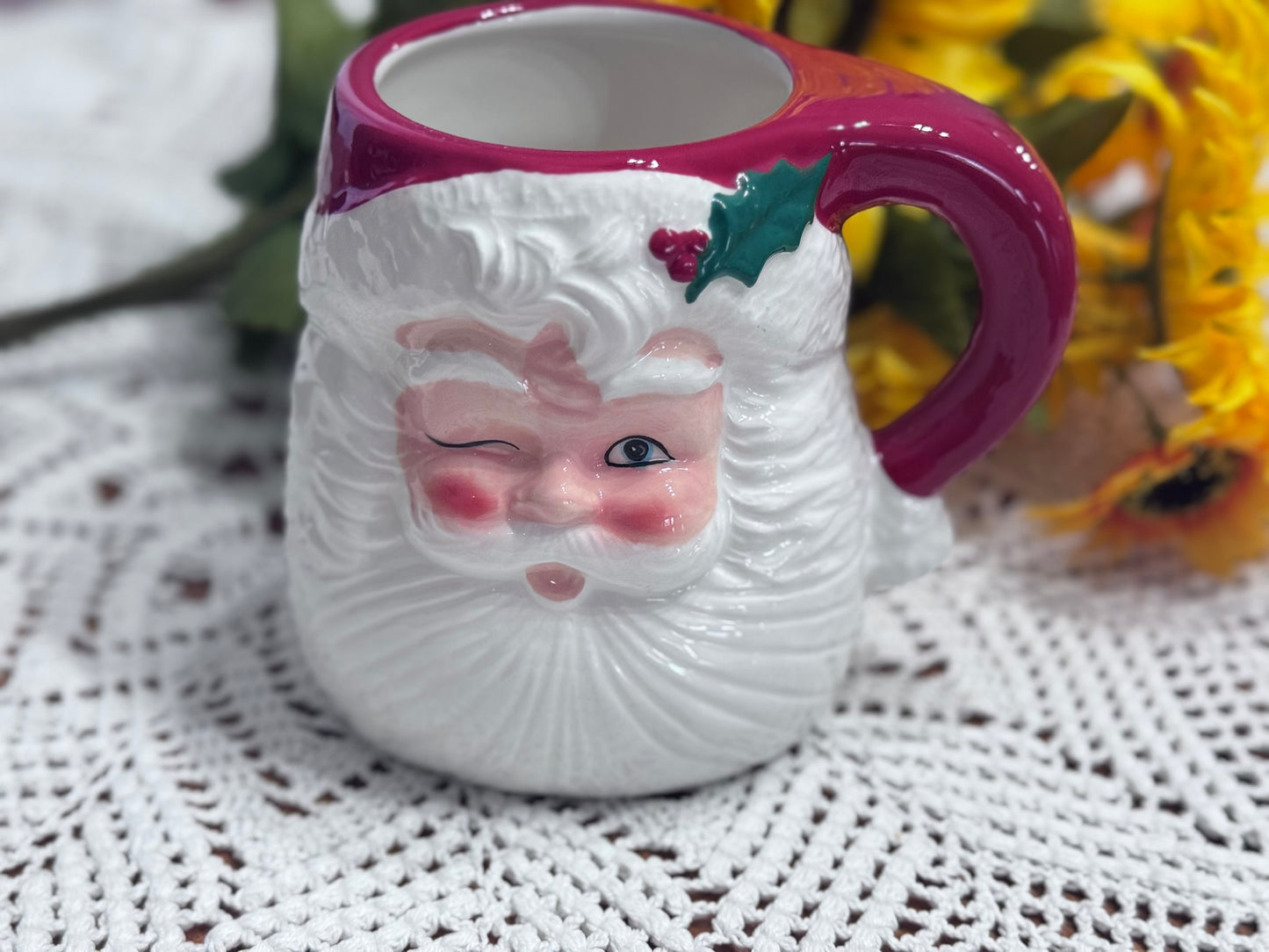 Transpac Winking Jolly Santa Holiday Mug
