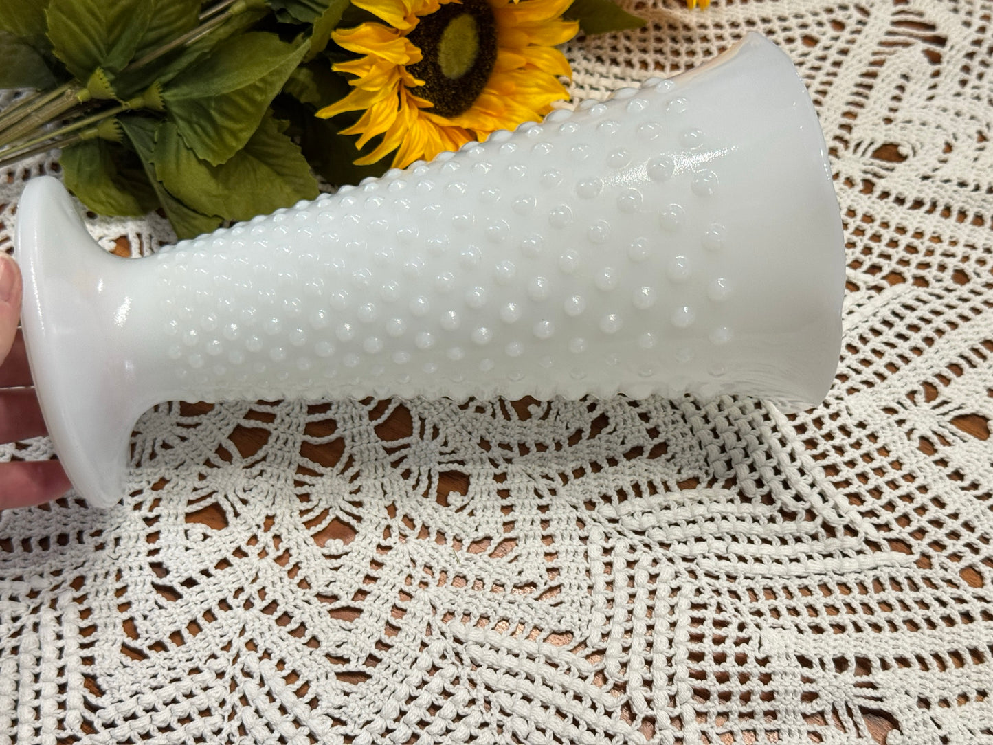 Anchor Hocking Milk Glass Hobnail Vase