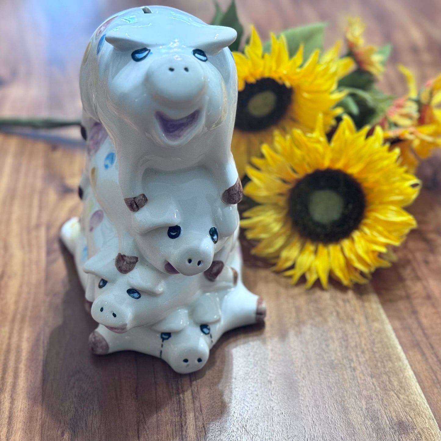 Stacked Pigs Ceramic Piggy Bank