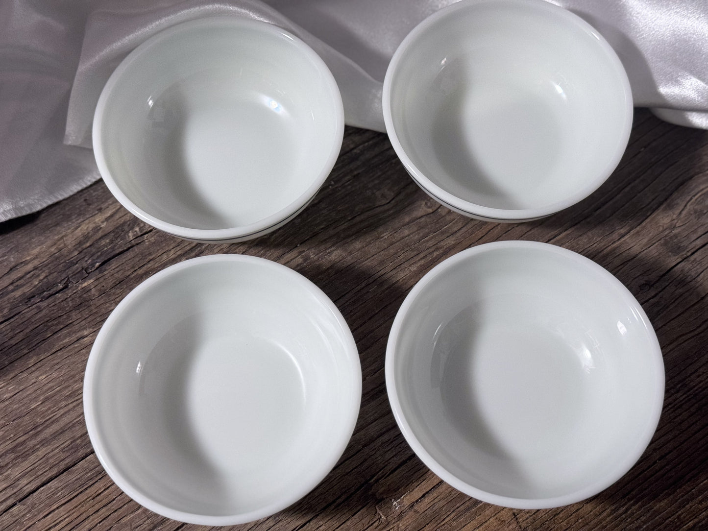 Pyrex Blue Striped Milk Glass Dish Set