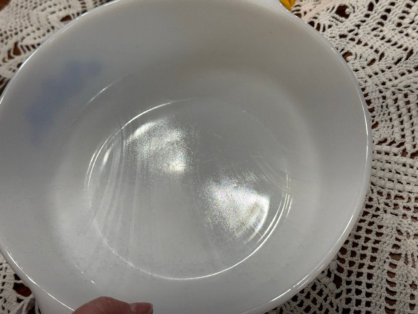 Fire-King Blue Cornflower Milk Glass Round Casserole Dish