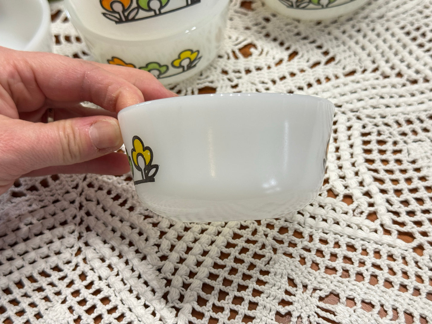 Anchor Hocking Fire-King 'Summerfield' Milk Glass Ramekins