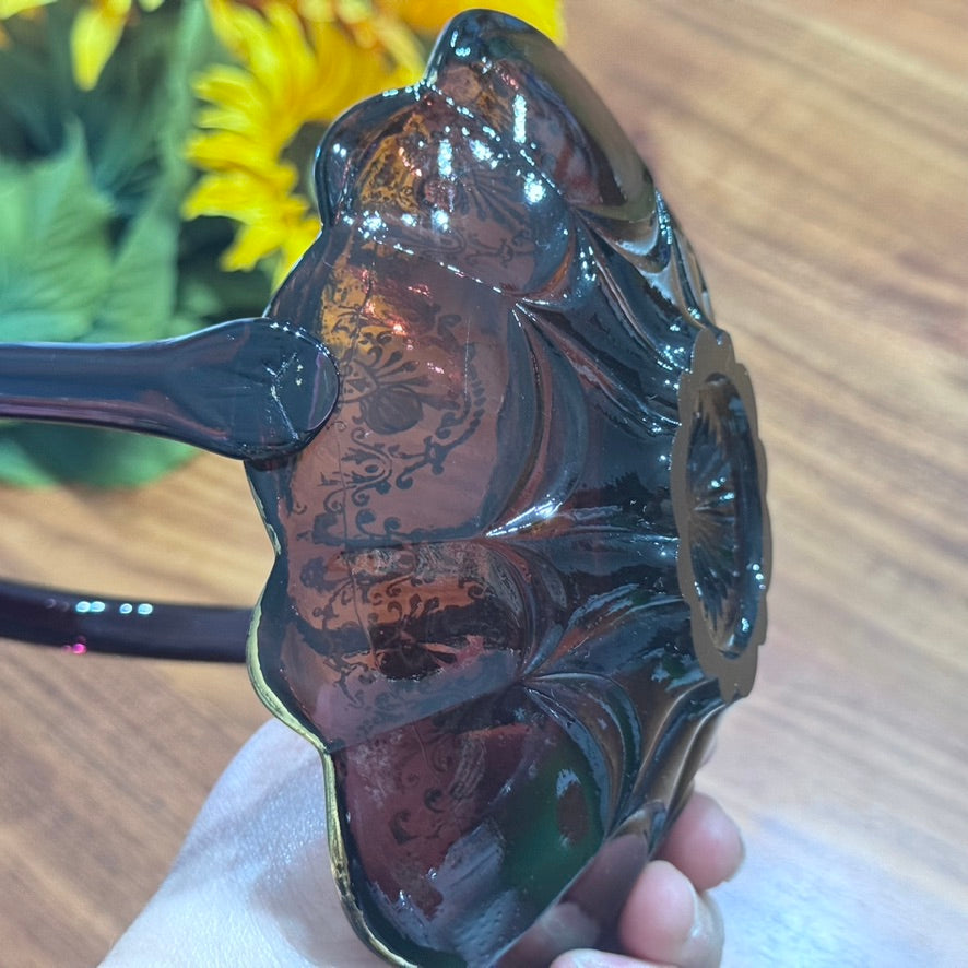 Art Glass Handled Amethyst Basket