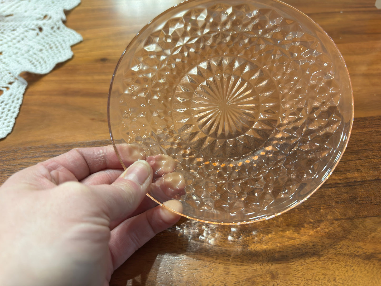 Pink Jeannette Depression Glass 'Holiday Buttons and Bows' Teacup & Saucer Set