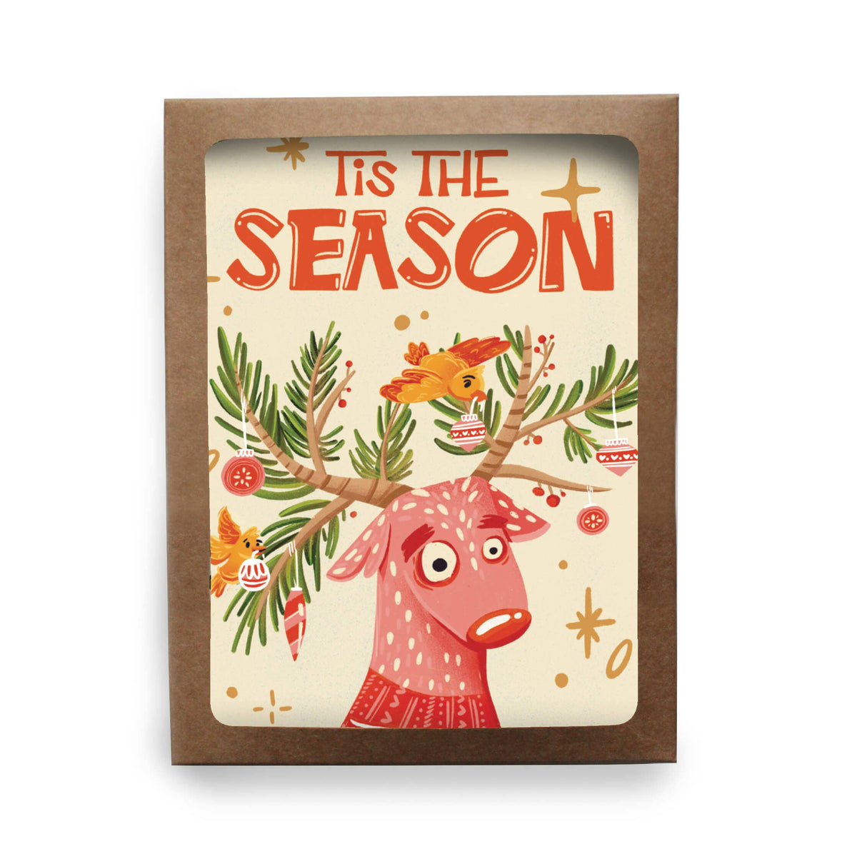Festive Reindeer Holiday Boxed Set - 6 Greeting Card Set