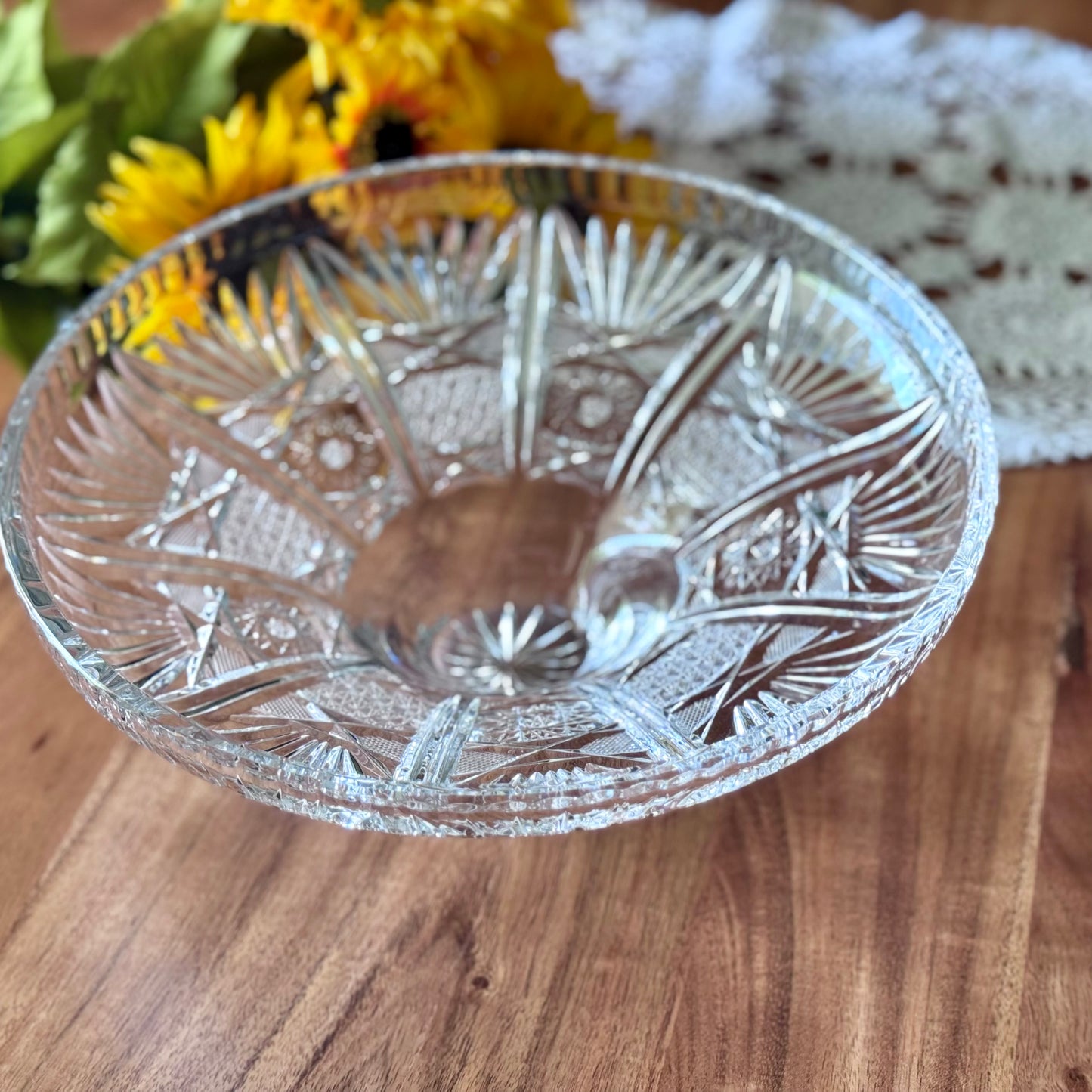 Footed Cut Glass Bowl