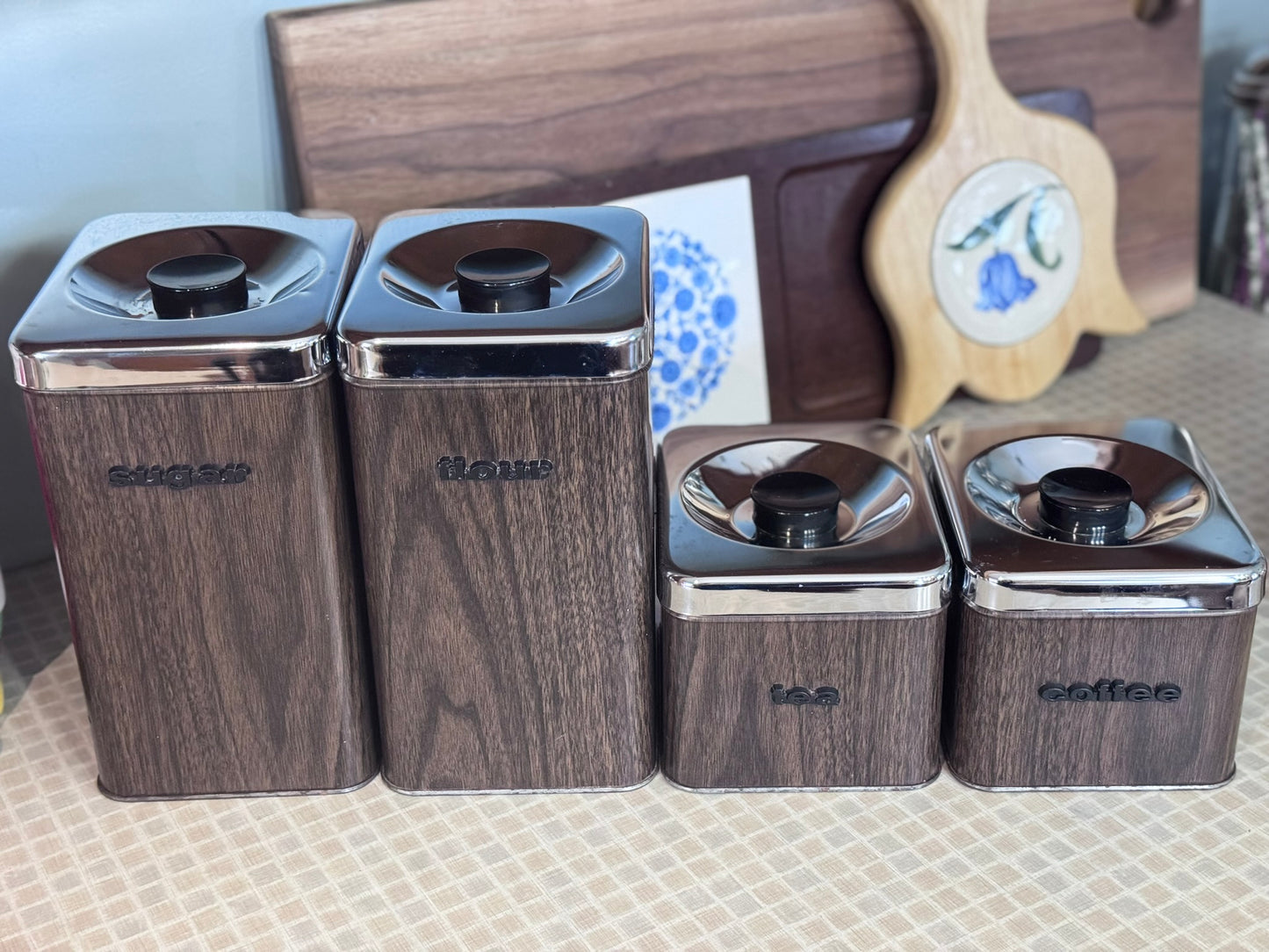 The Queen Line Faux Wood Grain Finish Canister Set