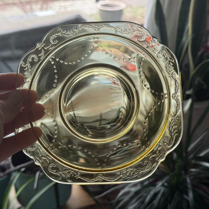 Yellow Depression Glass Saucer