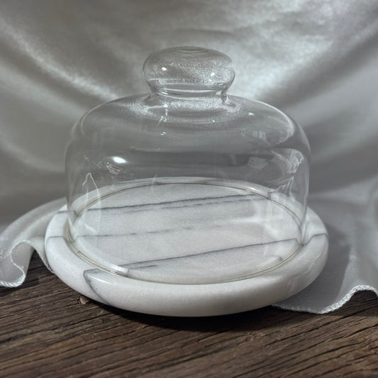 Marble Footed Cheeseboard/Cloche with Lid.
