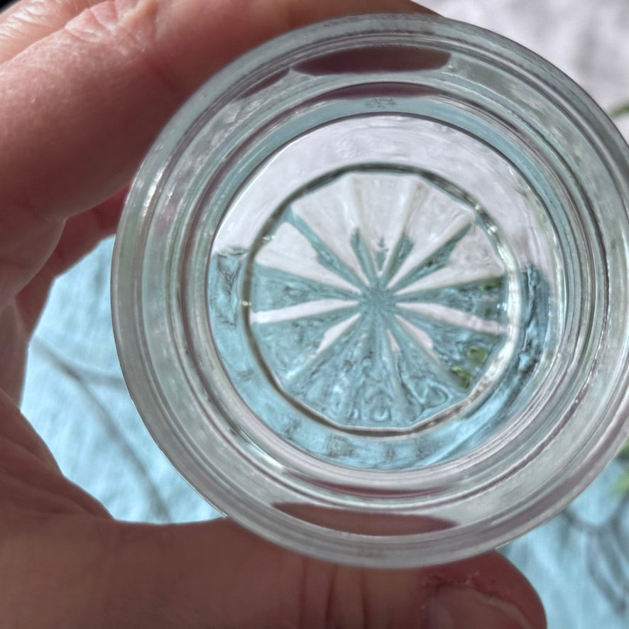 Pressed Cut Glass Jelly/Jam Jar