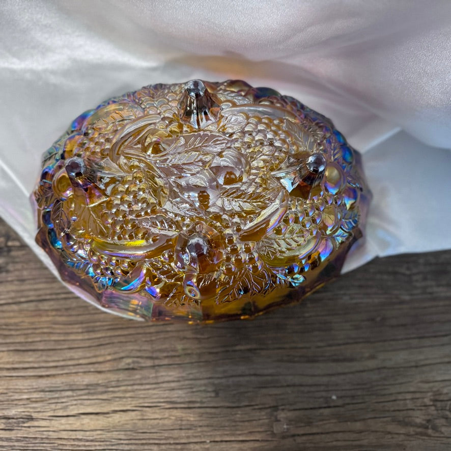Iridescent Harvest Gold Carnival Glass "Oval Center Bowl"