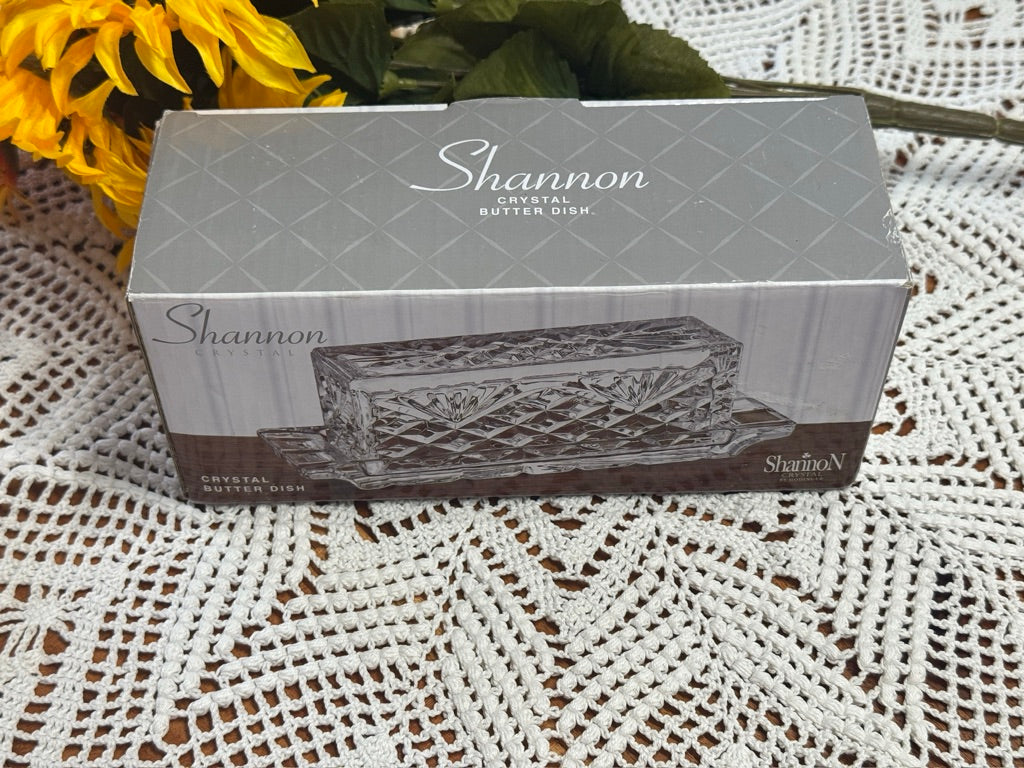 Shannon Crystal Pineapple Etch Butter Dish