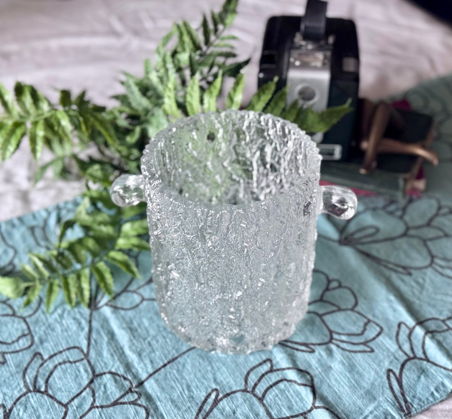 Scandinavian/Finnish Tree Bark Glass Ice Bucket