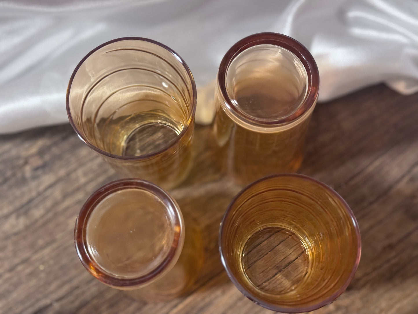 Iridescent Jeanette Glass, Peach Lustre, Swirl Drinking Glasses